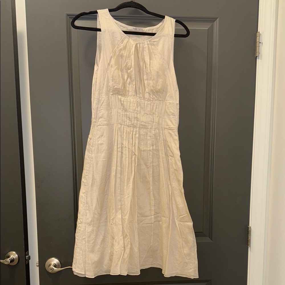 Prada White Pleated Halter Sundress Midi